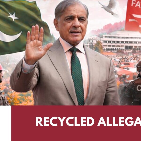 Shehbaz Sharif with flags and peacekeepers