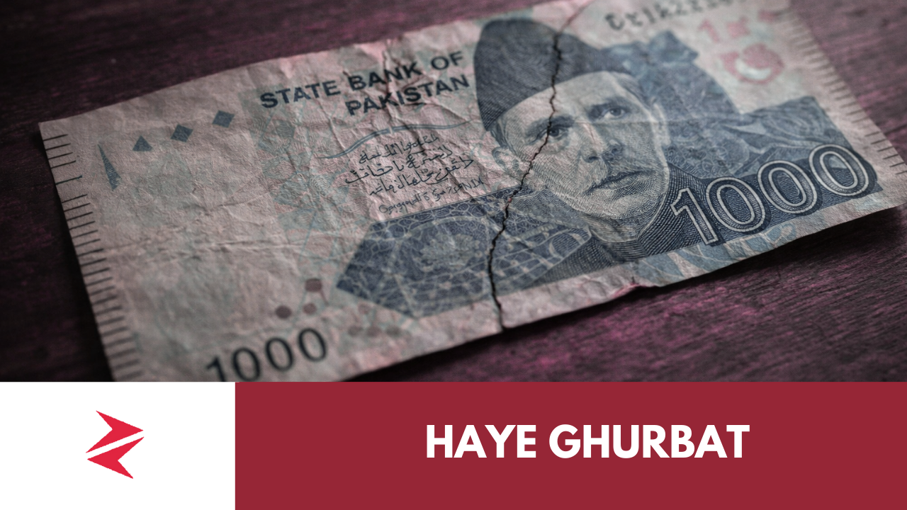 Worn Pakistani 1000-rupee banknote