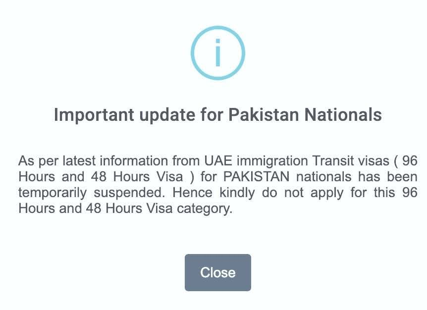 UAE Bans Pakistan