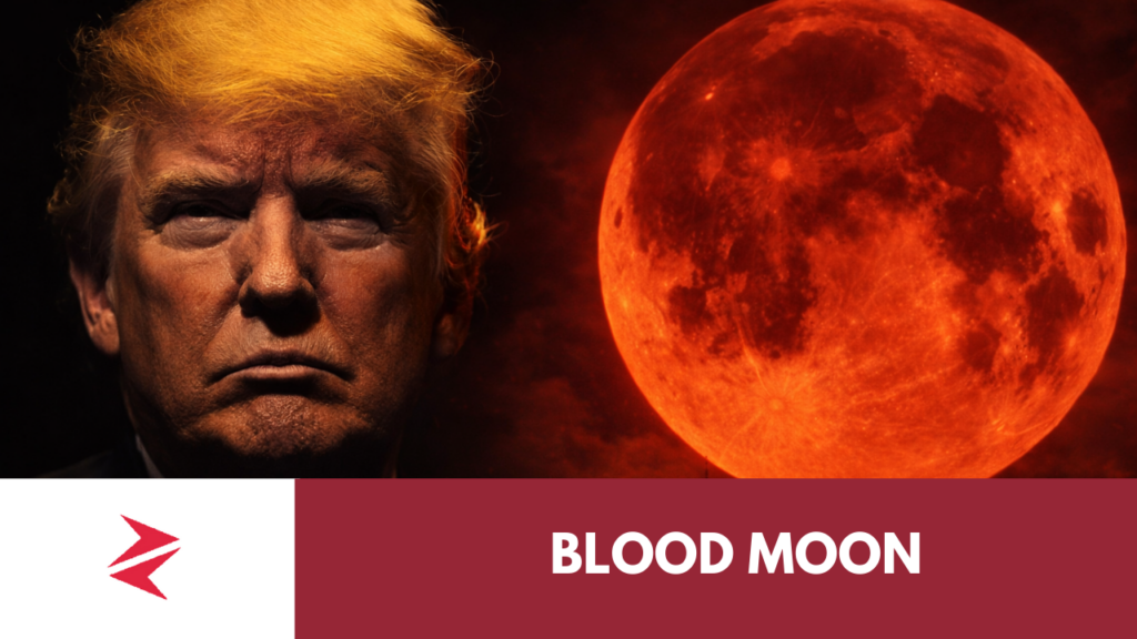 Trump and blood-red moon at night