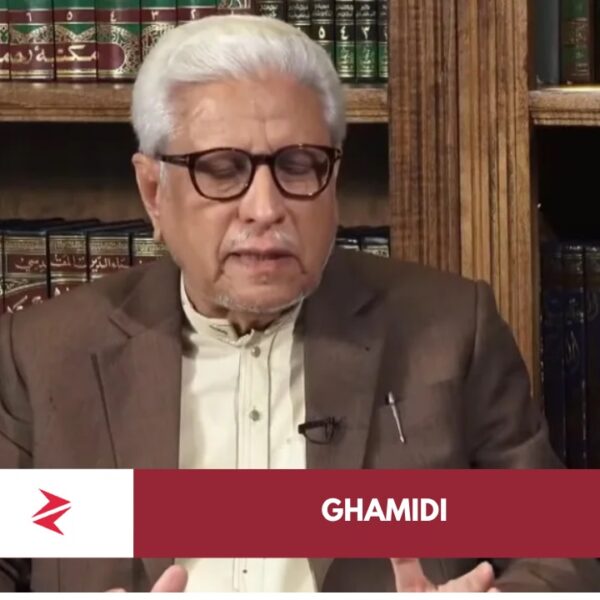 Islamic scholars studying classical manuscripts in a traditional library reflecting debate within Islamic thought.