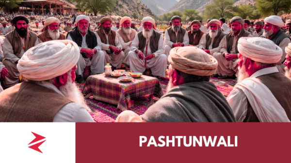 Pashtun tribal jirga council discussing disputes under Pashtunwali tradition in the Afghanistan–Pakistan region