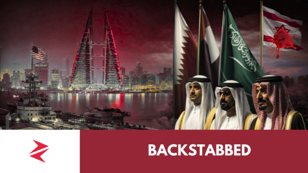 Geopolitical gathering at night in Bahrain