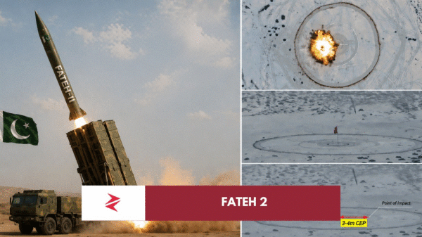 Pakistan Fateh-II missile launch and precision impact demonstration during Pakistan Army Rocket Force training trial