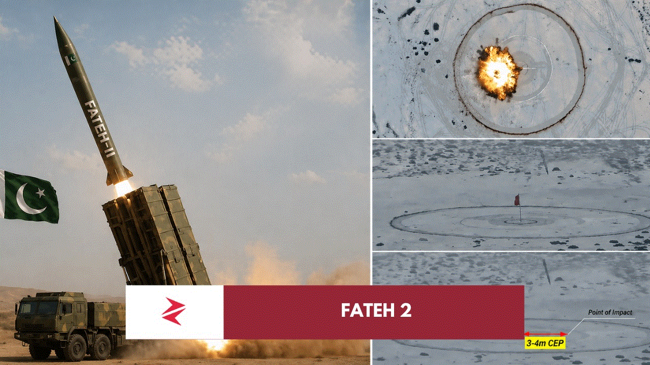Pakistan Fateh-II missile launch and precision impact demonstration during Pakistan Army Rocket Force training trial