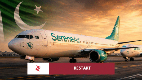 Serene Air aircraft lineup on runway representing Pakistan aviation restart after PCAA suspension