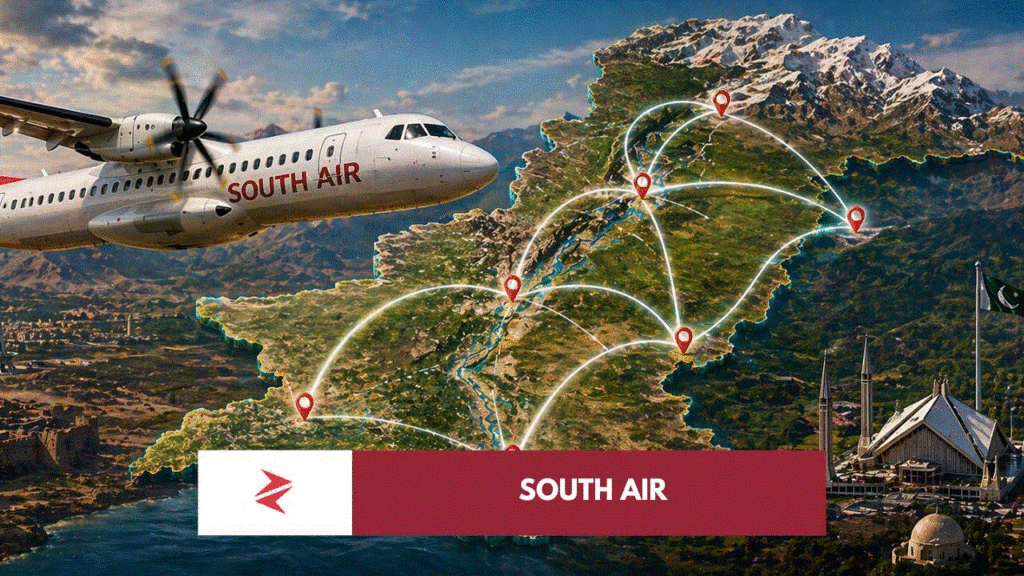 South Air ATR aircraft connecting regional cities across Pakistan including Quetta Panjgur Skardu Gilgit