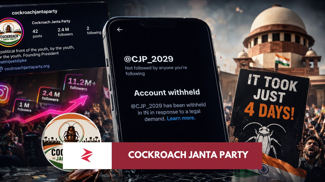 Cockroach Janta Party social media surge and account withheld in India after viral youth political satire movement