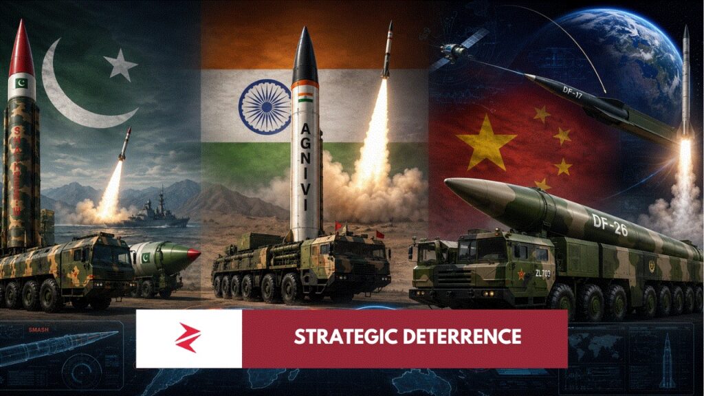 Pakistan India China missile and hypersonic capability comparison featuring Agni-6 DF-17 DF-26 SMASH and strategic deterrence systems