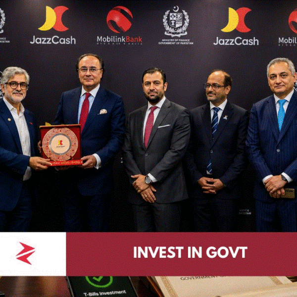 Pakistani investor using JazzCash mobile wallet to invest in Government Treasury Bills with a minimum investment of PKR 5000.