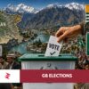 Voters in Gilgit-Baltistan participating in elections under Pakistan-administered governance with Karakoram mountains in the background