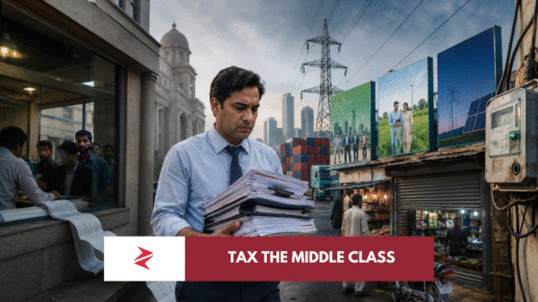 Pakistani salaried class carrying tax burden while PML-N manifesto promises on inflation, jobs, exports and electricity remain under scrutiny.