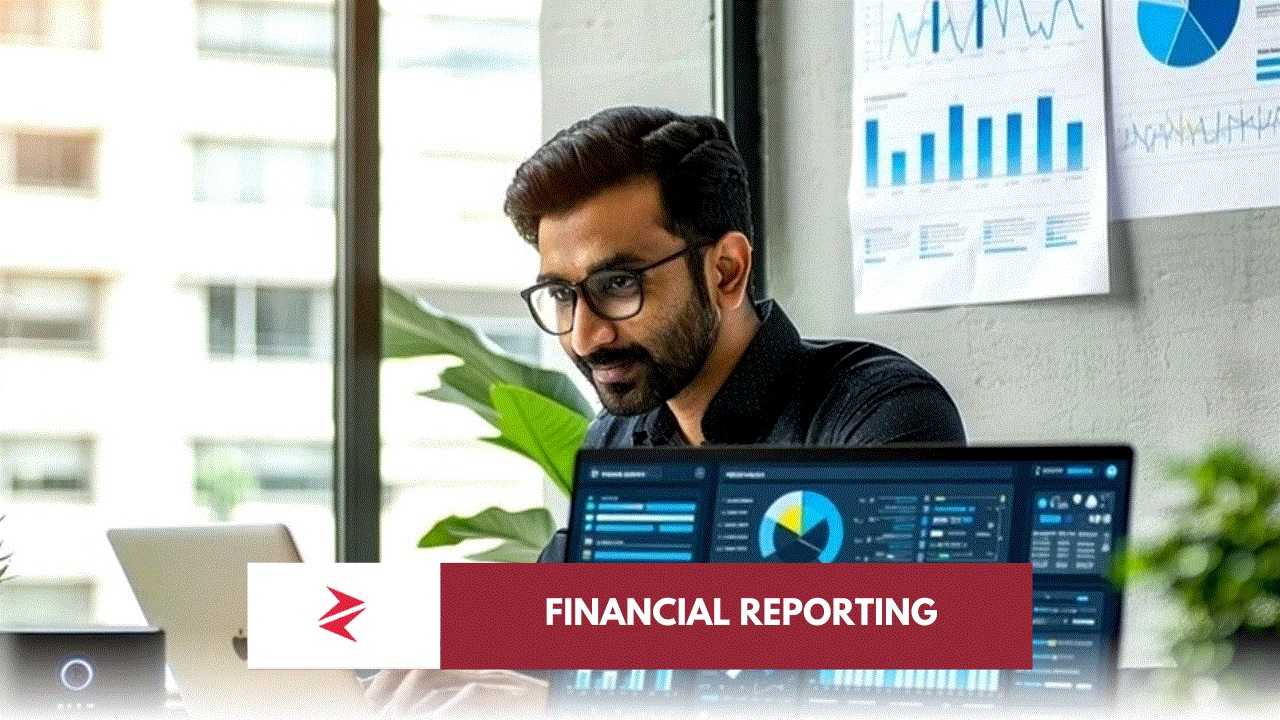 South Asian financial analyst reviewing AI-personalized financial reports and business intelligence dashboards