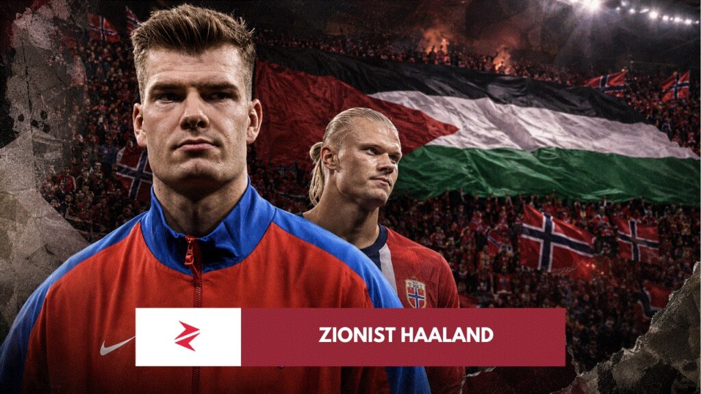 Norway football supporters displaying a giant Palestinian flag during a match amid the debate over Gaza and FIFA