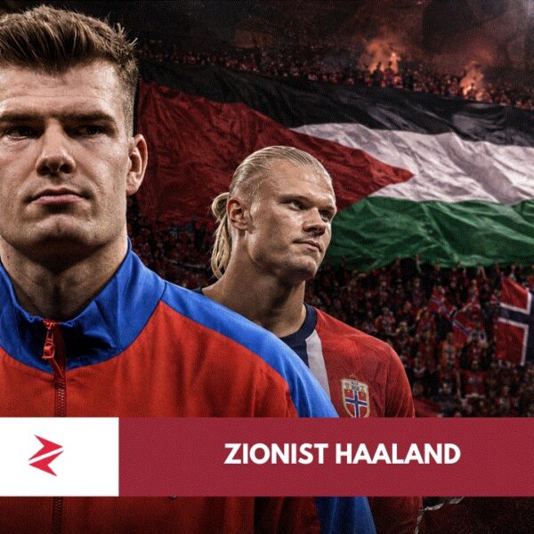 Norway football supporters displaying a giant Palestinian flag during a match amid the debate over Gaza and FIFA