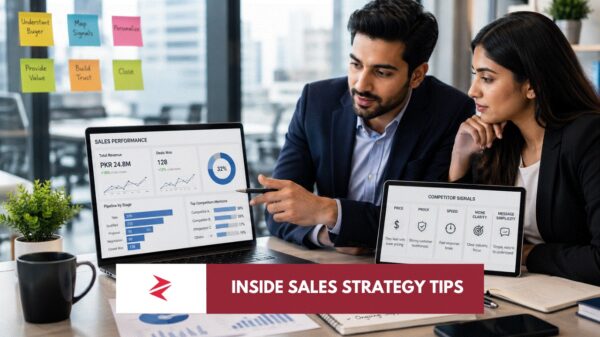 Inside sales professionals analysing CRM data, competitor signals and sales growth strategy.