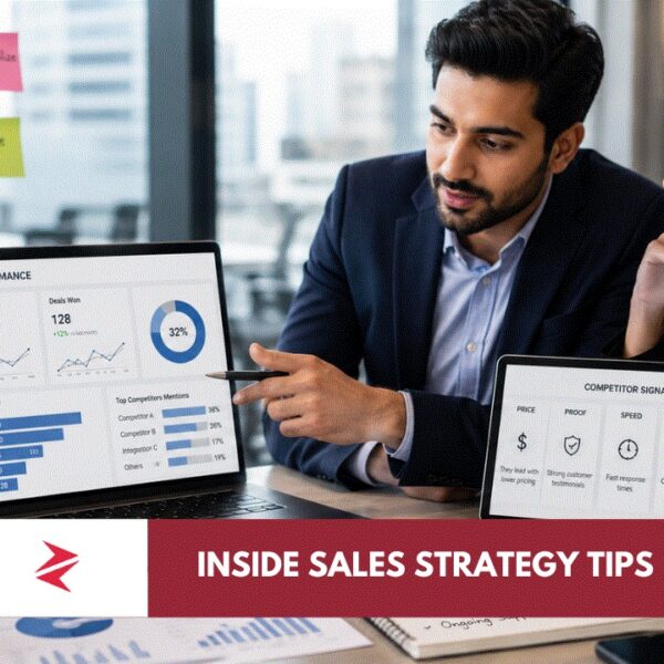 Inside sales professionals analysing CRM data, competitor signals and sales growth strategy.