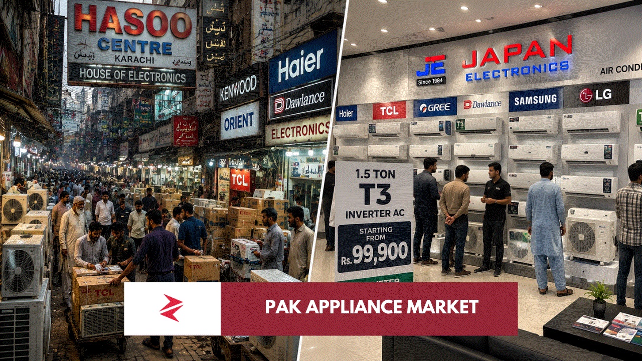 Karachi and Lahore appliance markets compared through Pakistani AC retail and dealer culture.