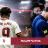 Spain celebrating victory over Argentina in the 2026 FIFA World Cup Final with Lamine Yamal and Nico Williams.