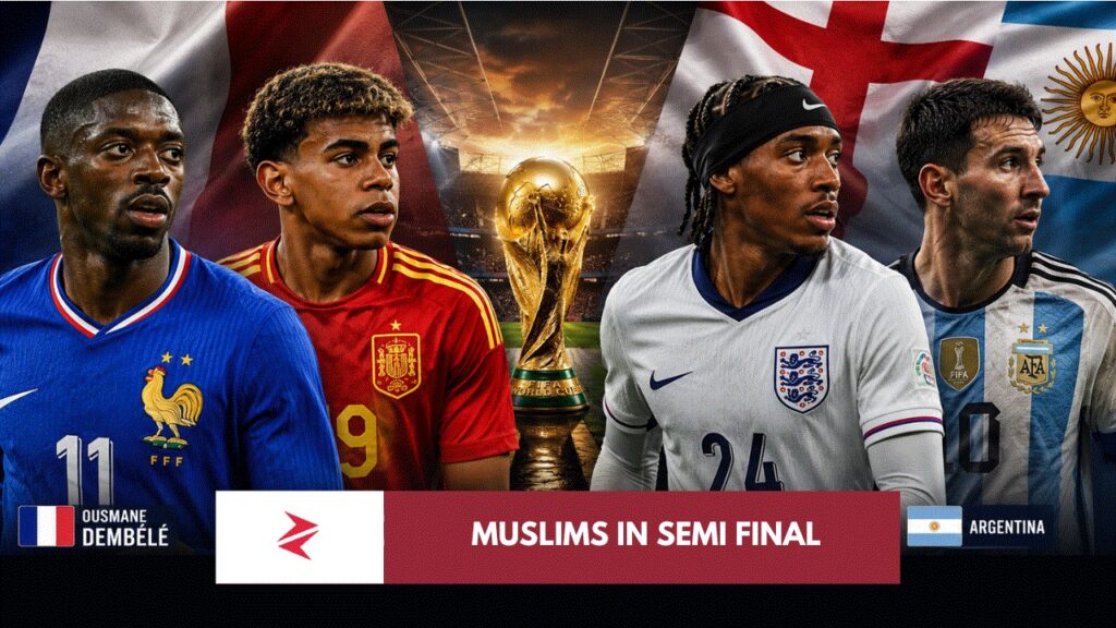 World Cup 2026 top eight teams with Morocco as the only Muslim-majority quarter-finalist and Muslim-heritage players across elite nations