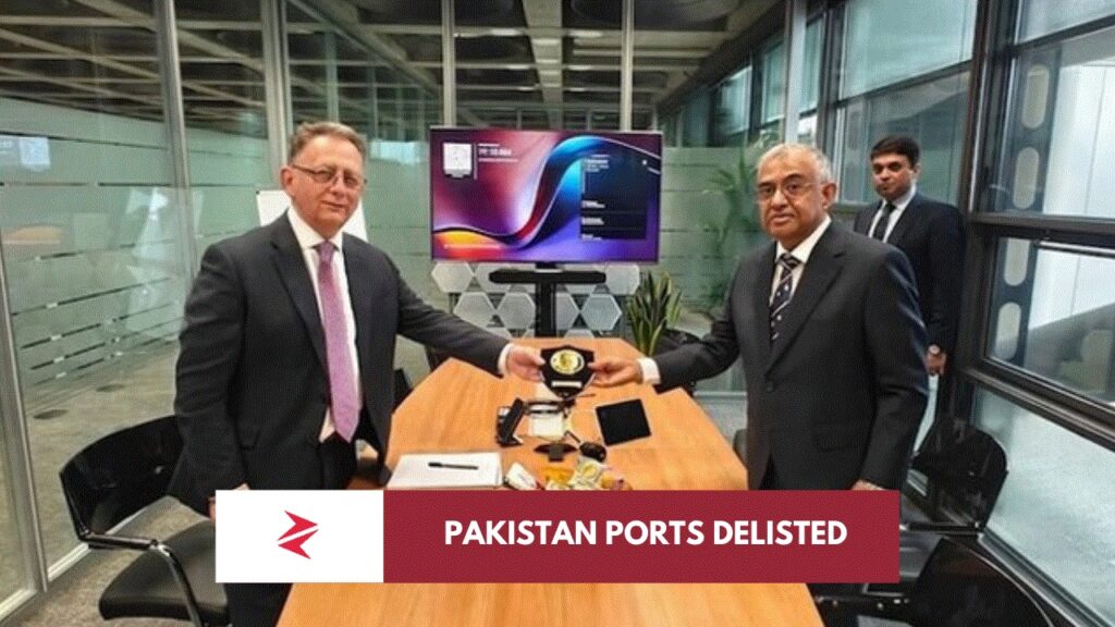 Pakistani naval delegation meeting London marine insurance representatives during war-risk delisting discussions