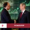 Senior Pakistani and American officials shaking hands against Pakistan foreign-reserve growth graphics