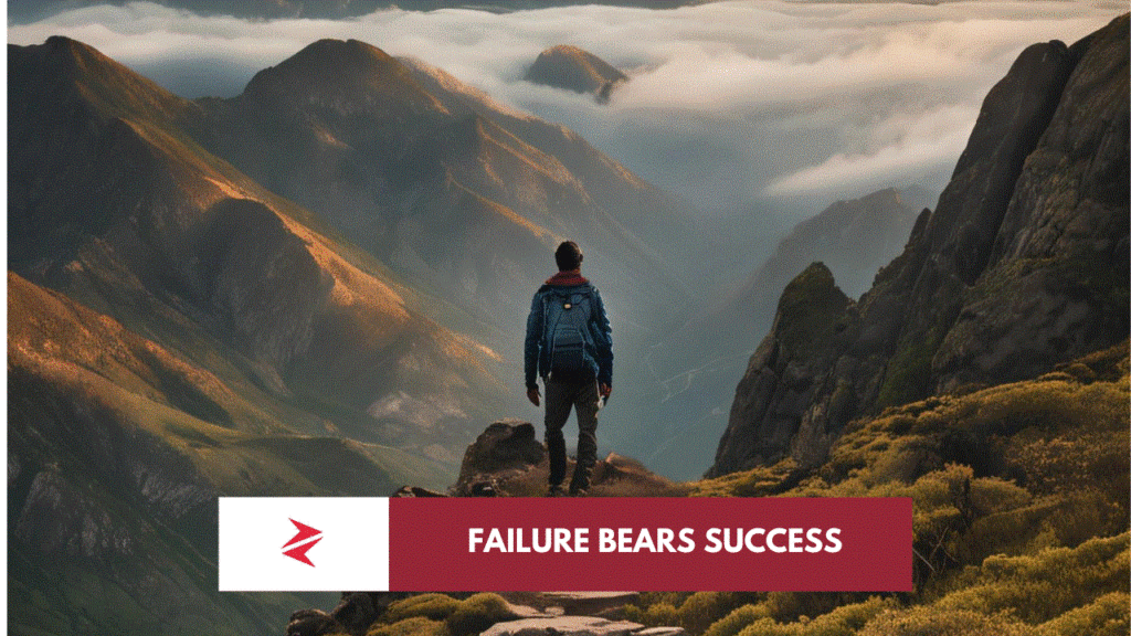 Person navigating a difficult mountain path as a metaphor for turning failure into progress through learning and correction