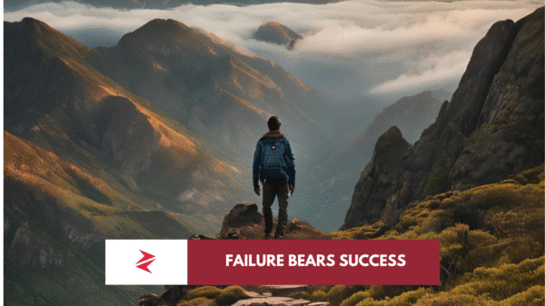 Person navigating a difficult mountain path as a metaphor for turning failure into progress through learning and correction