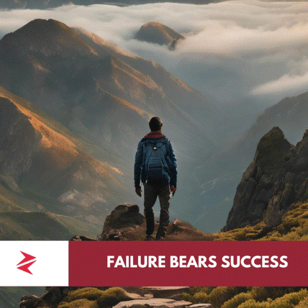 Person navigating a difficult mountain path as a metaphor for turning failure into progress through learning and correction