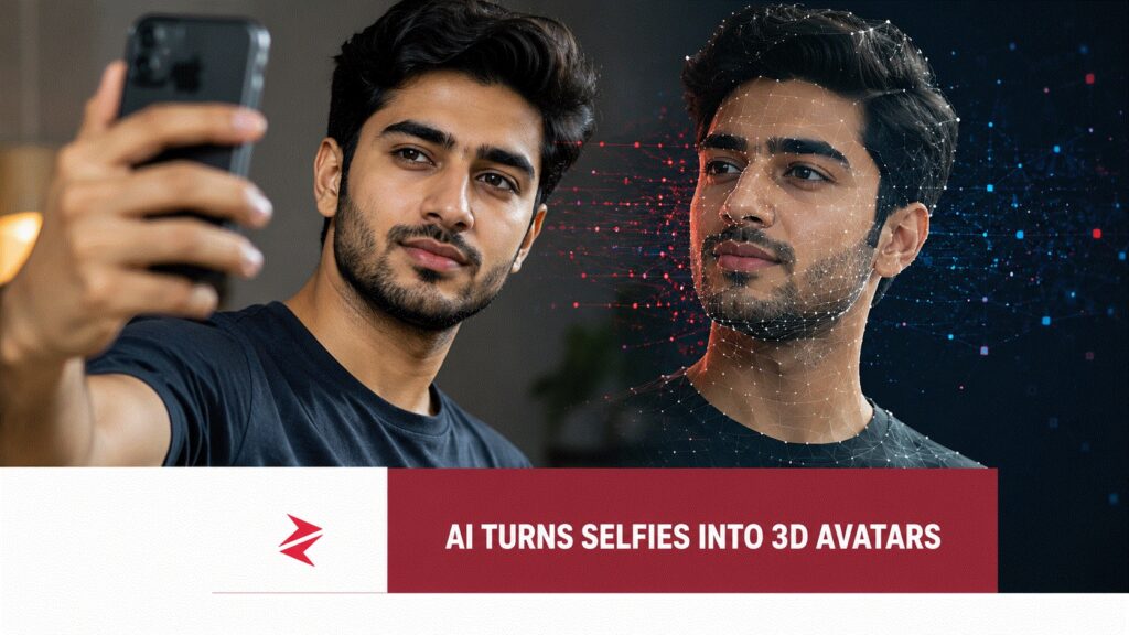 Pakistani man using artificial intelligence to transform a smartphone selfie into a realistic 3D avatar