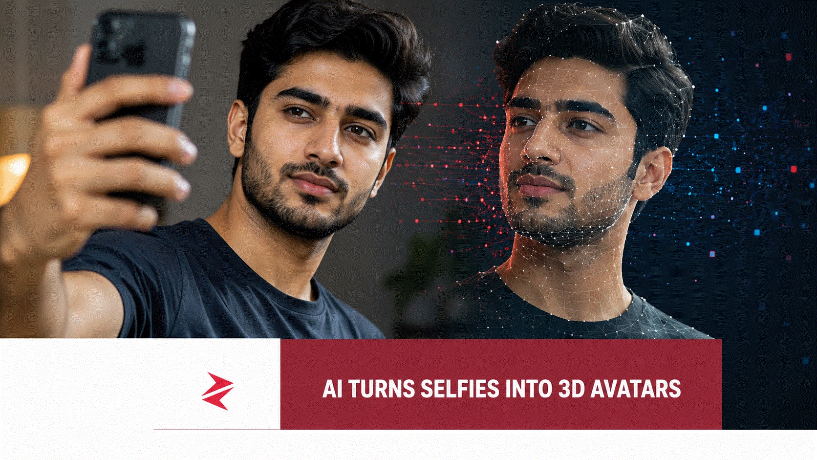 Pakistani man using artificial intelligence to transform a smartphone selfie into a realistic 3D avatar