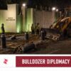 JCB removing security barriers outside Pakistan High Commission in New Delhi during India-Pakistan diplomatic dispute