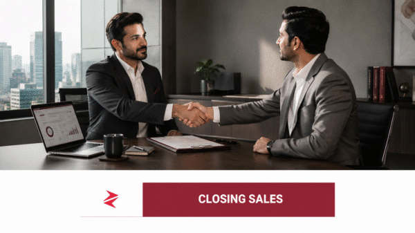 Pakistani business professionals closing a sale after a consultative meeting