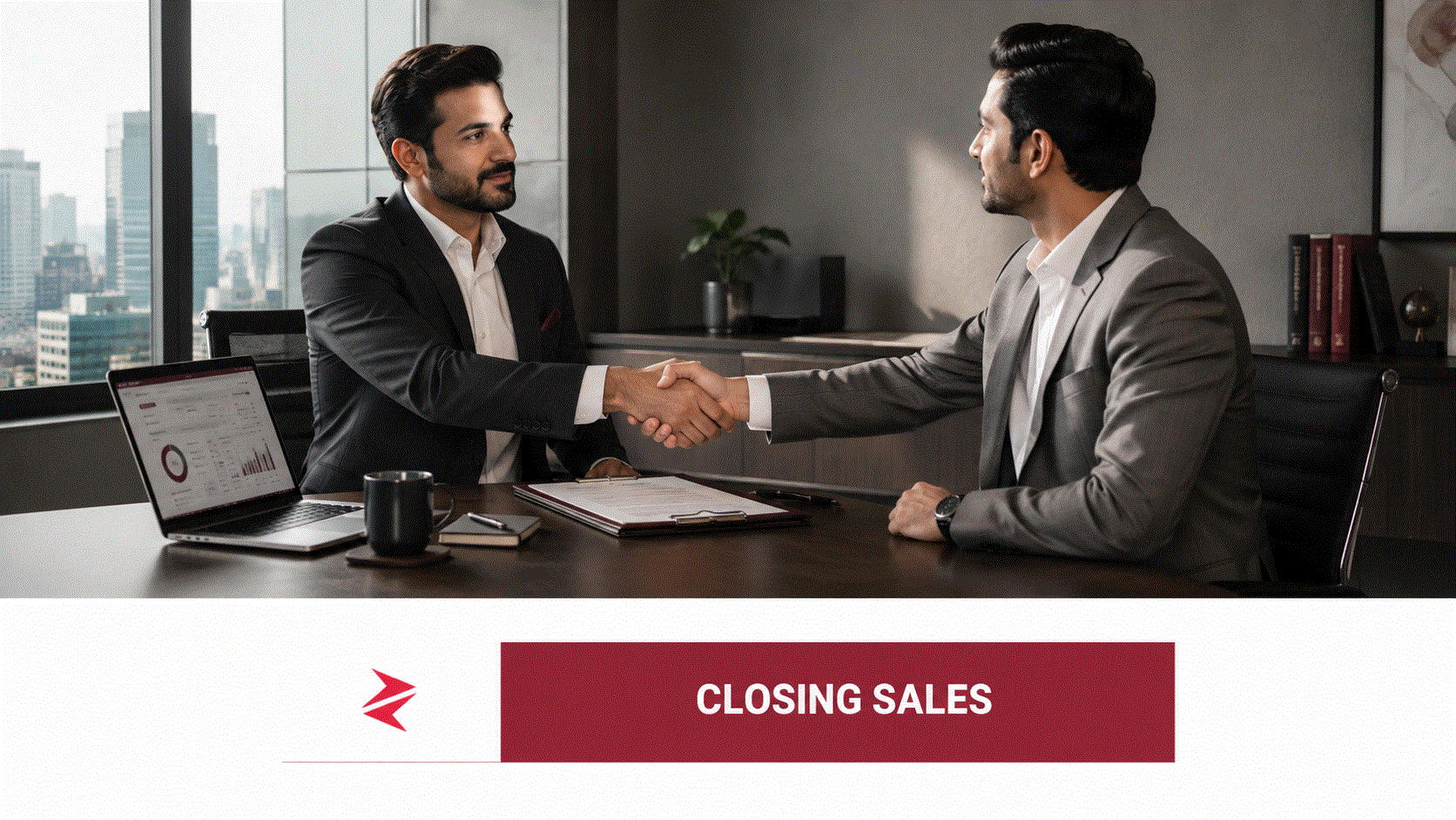 Pakistani business professionals closing a sale after a consultative meeting