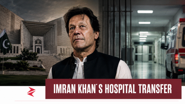 Imran Khan travelling under custody toward a hospital after Pakistan’s Supreme Court ordered his medical transfer from Adiala Jail.