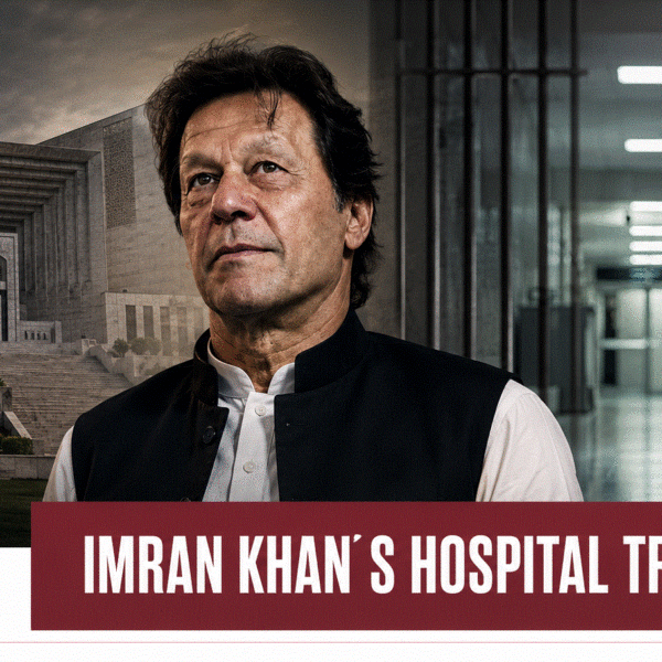 Imran Khan travelling under custody toward a hospital after Pakistan’s Supreme Court ordered his medical transfer from Adiala Jail.