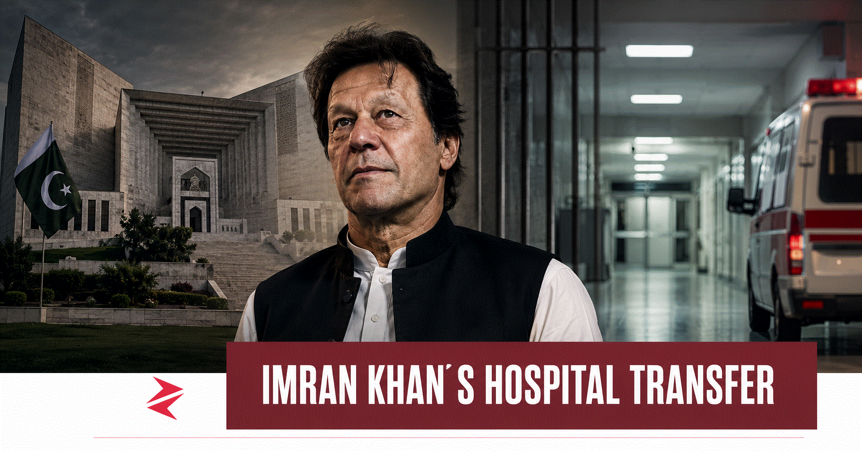 Imran Khan travelling under custody toward a hospital after Pakistan’s Supreme Court ordered his medical transfer from Adiala Jail.