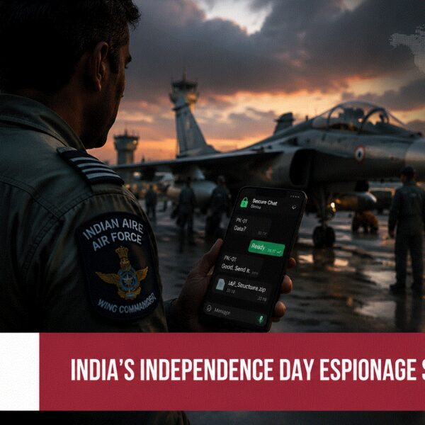 Anonymous Indian Air Force Wing Commander using a smartphone amid an alleged Pakistan-linked espionage investigation