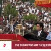 Islamabad officials riding a ceremonial buggy during Pakistan Independence Day celebrations amid criticism of VIP culture