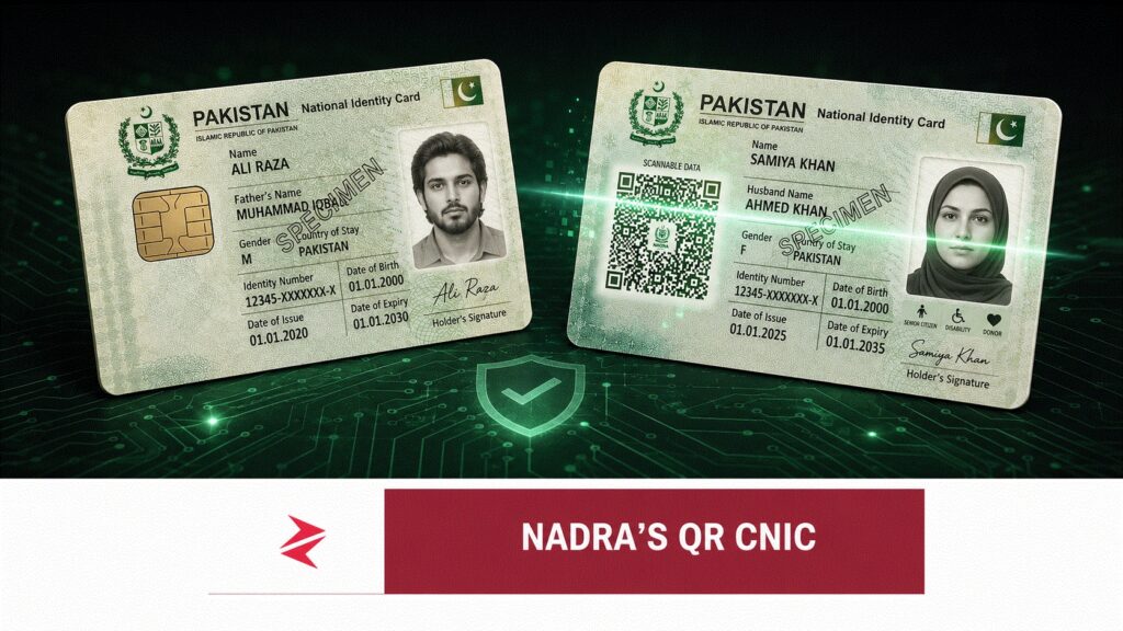 Pakistan’s old chip-based Smart NIC compared with NADRA’s new QR-based CNIC