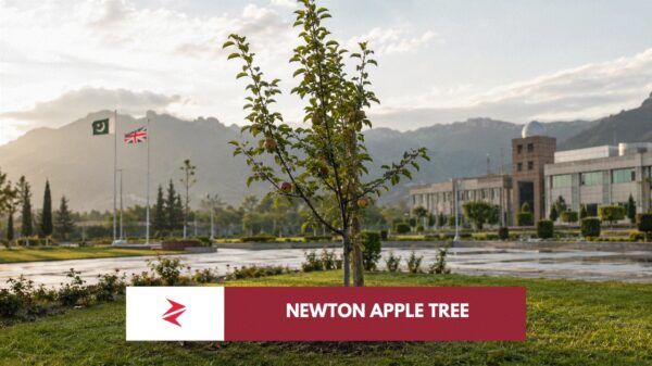 Newton apple tree descendant planted at Pakistan’s national metrology laboratory in Islamabad