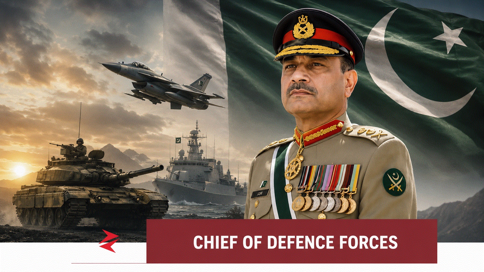 Field Marshal Syed Asim Munir representing Pakistan’s unified Army, Navy and Air Force command as Chief of Defence Forces