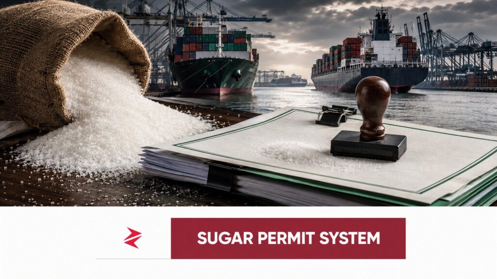 Sugar awaiting shipment at a Pakistani port during the country’s controversial export-import-re-export cycle