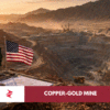 Pakistan and United States flags overlooking a large copper and gold mining project in Balochistan