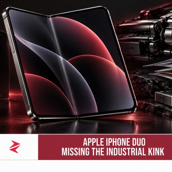 Apple iPhone Duo foldable smartphone showcasing a refined hinge and reduced display crease after years of industrial foldable innovation.