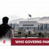 Pakistani citizen facing Parliament House in Islamabad beneath the headline Who Governs Pakistan?