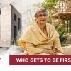 Pakistani architect Yasmeen Lari pictured between PSO House and a bamboo community structure