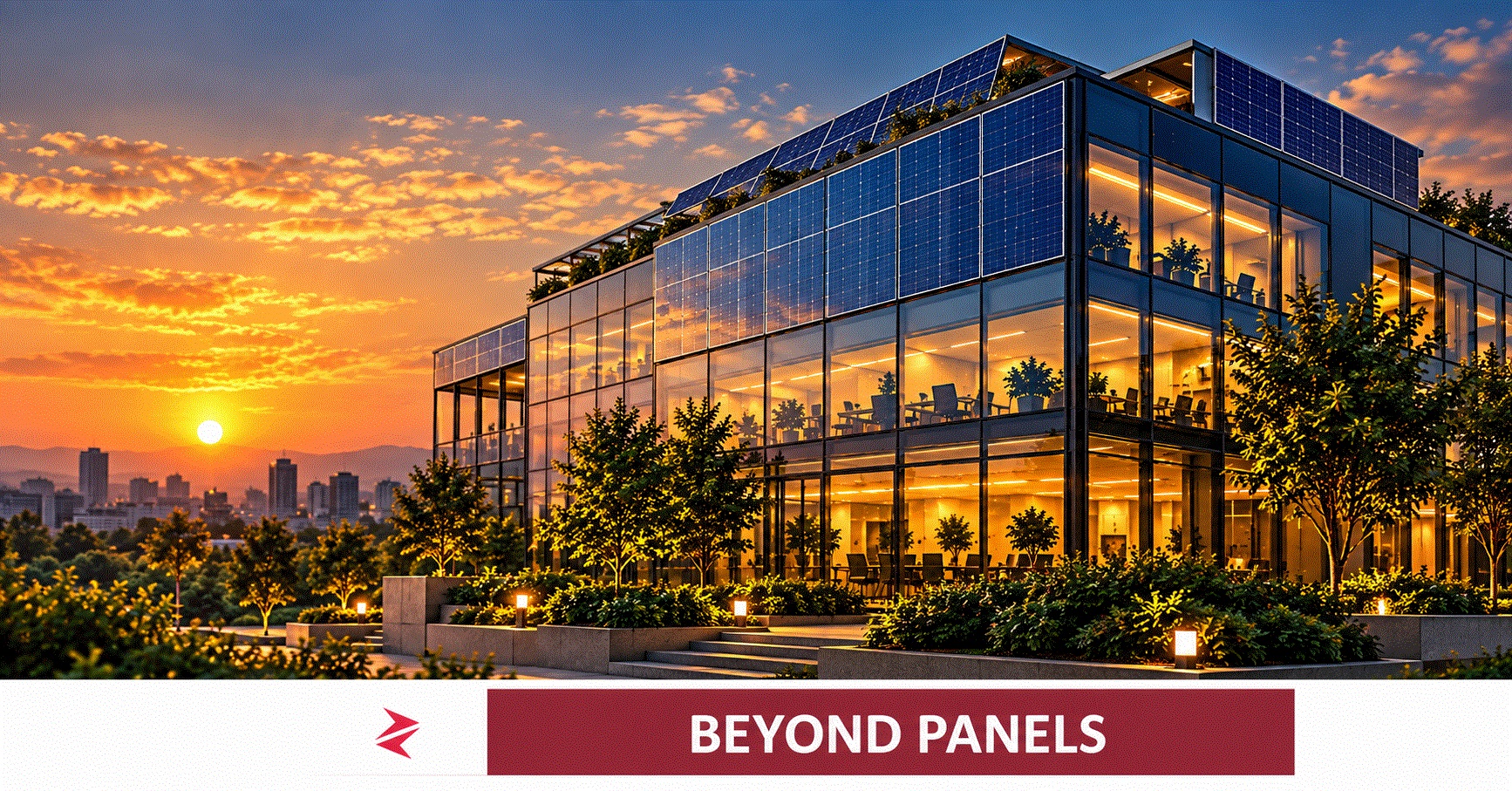 Solar panels integrated into a commercial building’s roof and façade, illustrating the future of solar in Pakistan