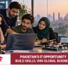Pakistani technology professionals collaborating on software and electronics in Lahore, illustrating skills development and technology exports.