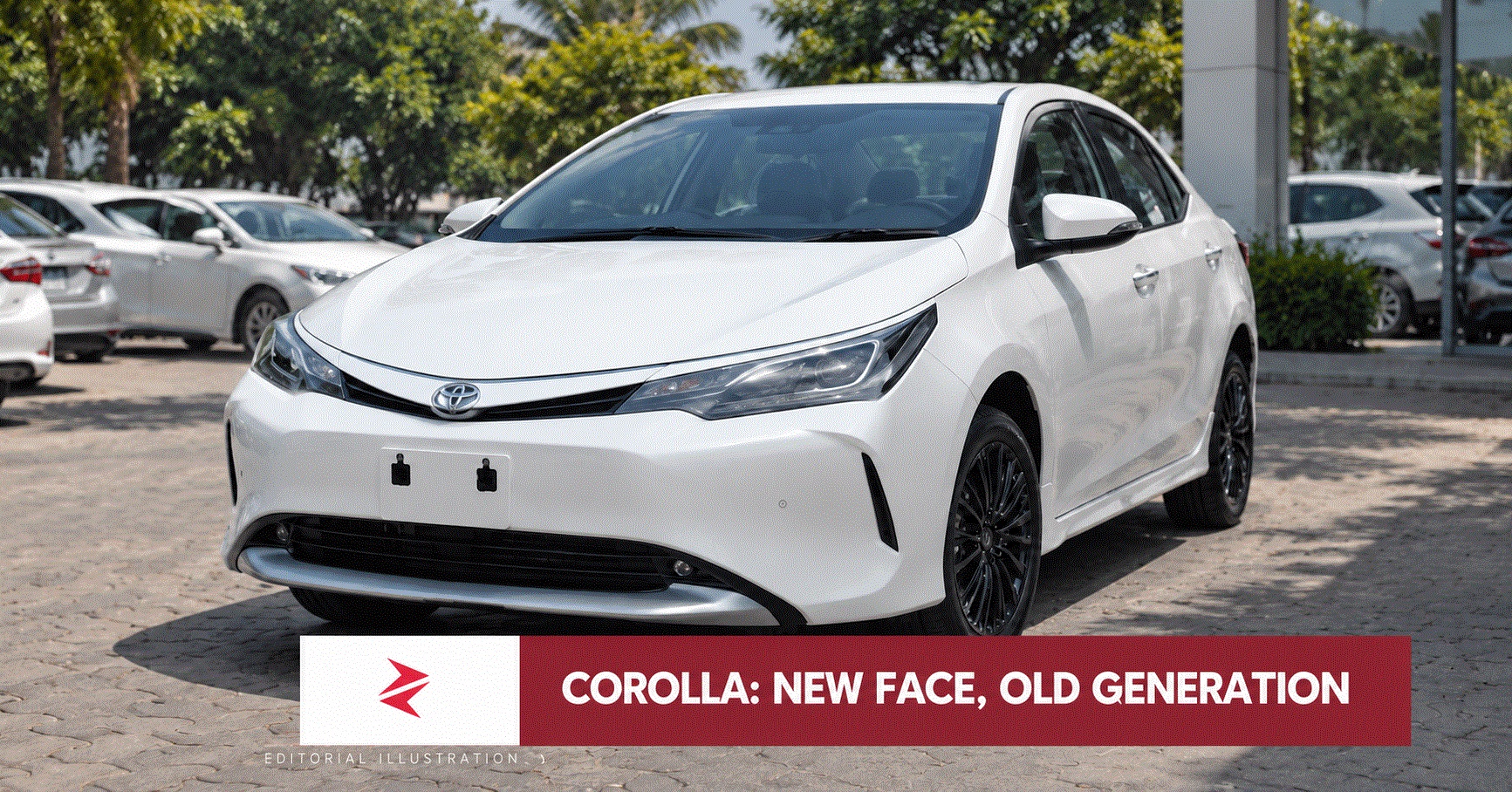Editorial illustration of Pakistan’s Toyota Corolla facelift with revised front styling on the existing Corolla body